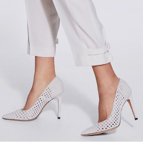 IRO Larson Perforated Suede Pointed Toe Pumps Ecru Size EU 41 - Picture 1 of 12